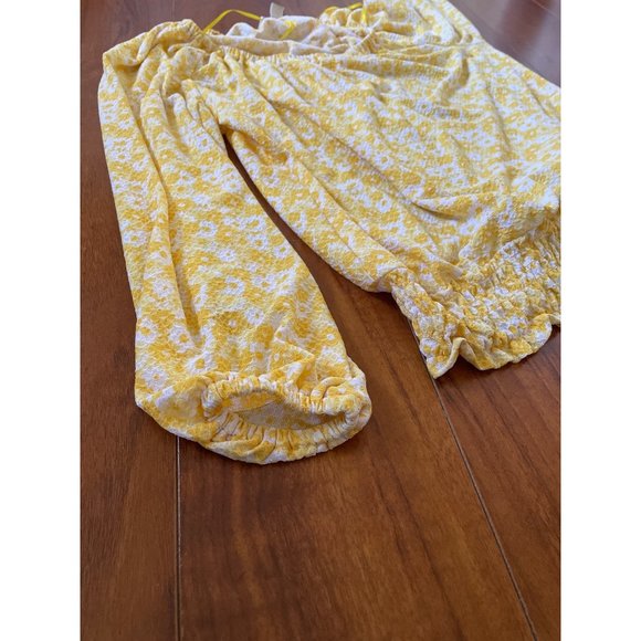 MICHAEL KORS Floral Dolman Puffy Sleeves Rudged Blouse Yellow Daisy Small - Picture 8 of 10